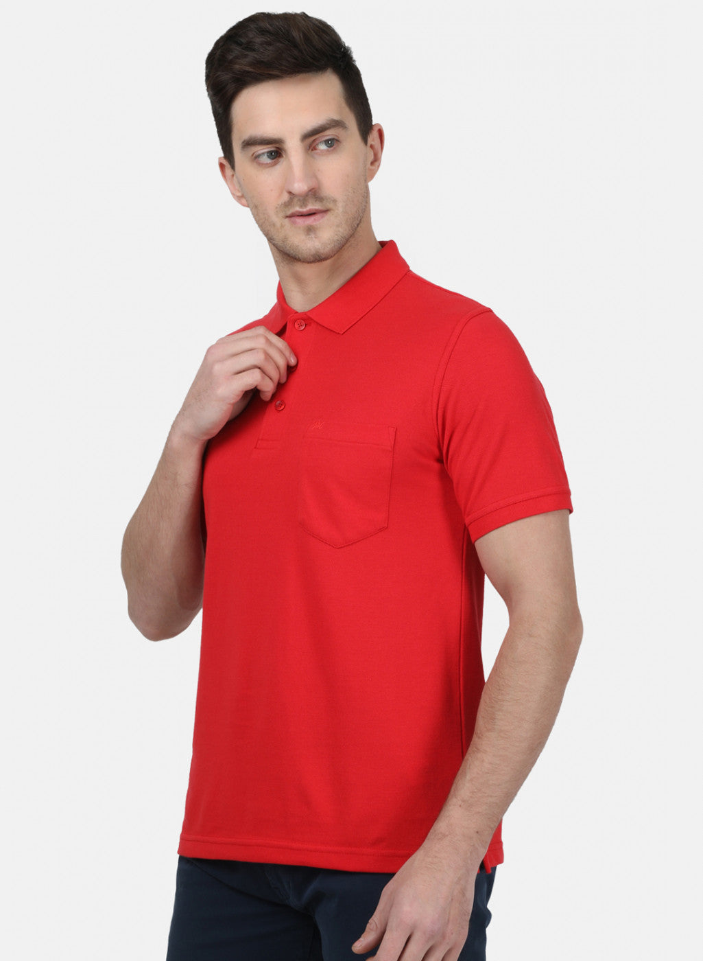 Mens Red Plain T-Shirt