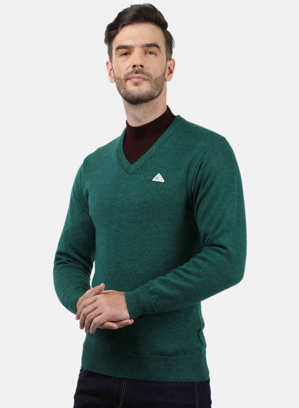 Men Green Solid Pullover