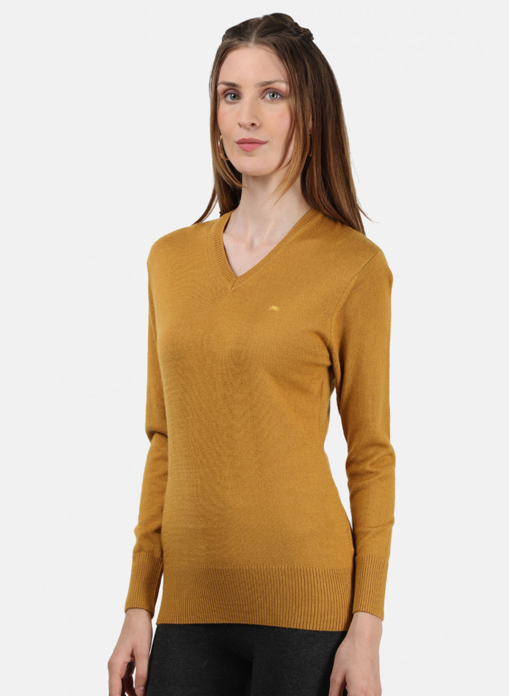 Women Yellow V Neck Top