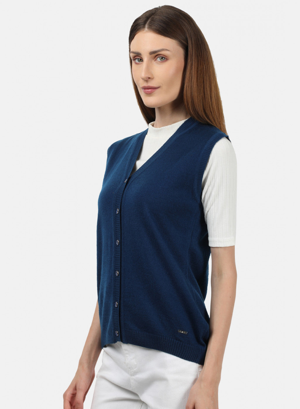 Women Blue Solid Cardigan