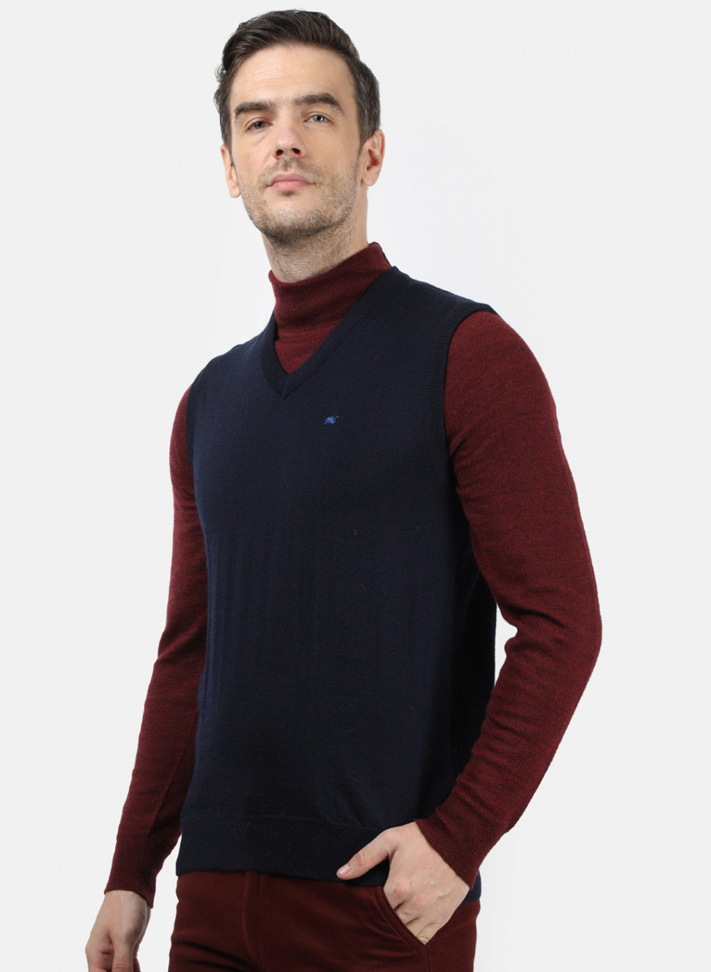 Men NAvy Blue Solid Sweater