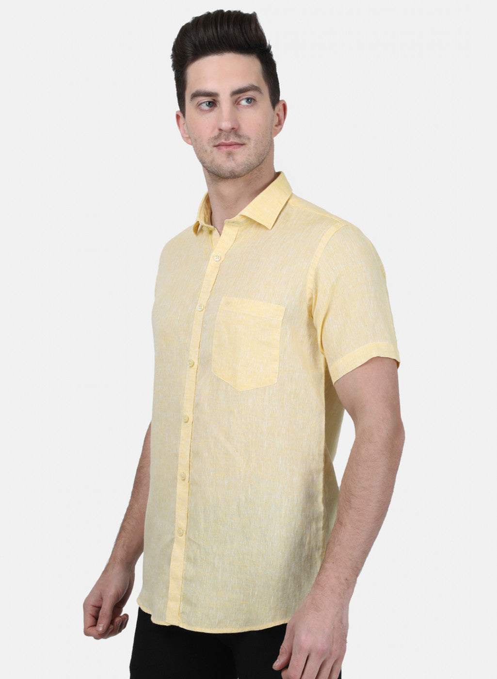 Mens Yellow Solid Shirt