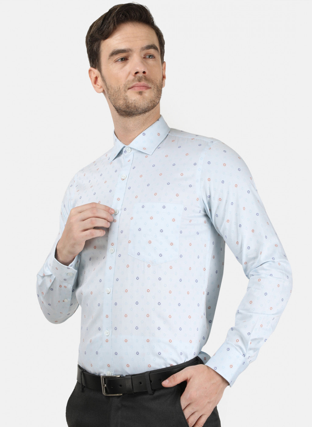 Mens Sky Blue Self Shirt