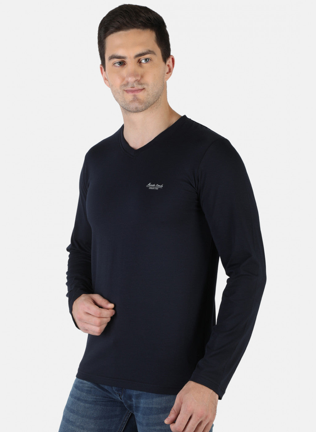 Men NAvy Blue Plain T-Shirt