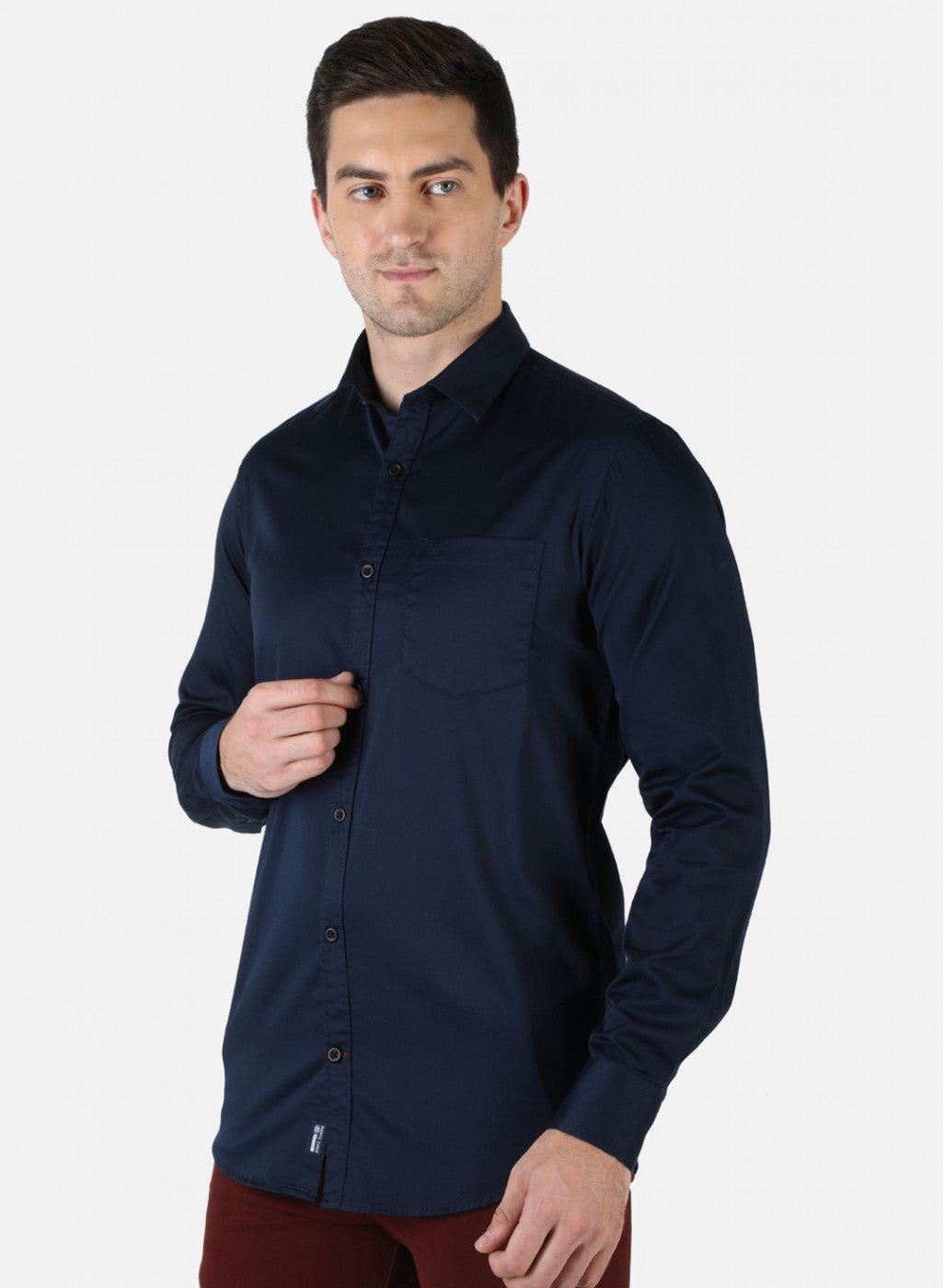 Men NAvy Blue Solid Shirt