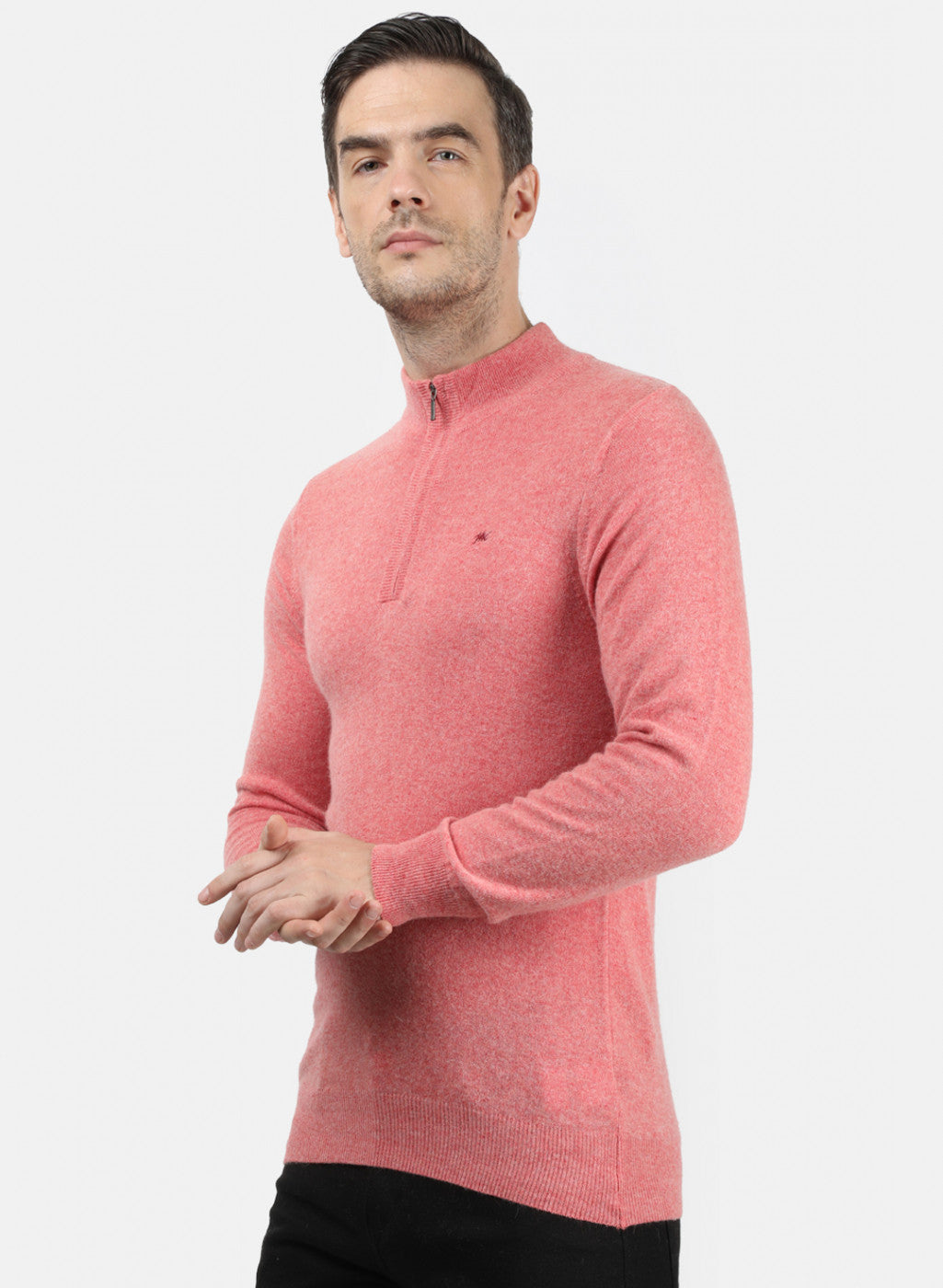 Men Light Red Solid Pullover