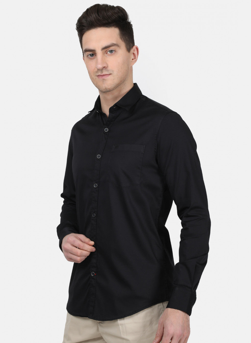 Mens Black Solid Shirt