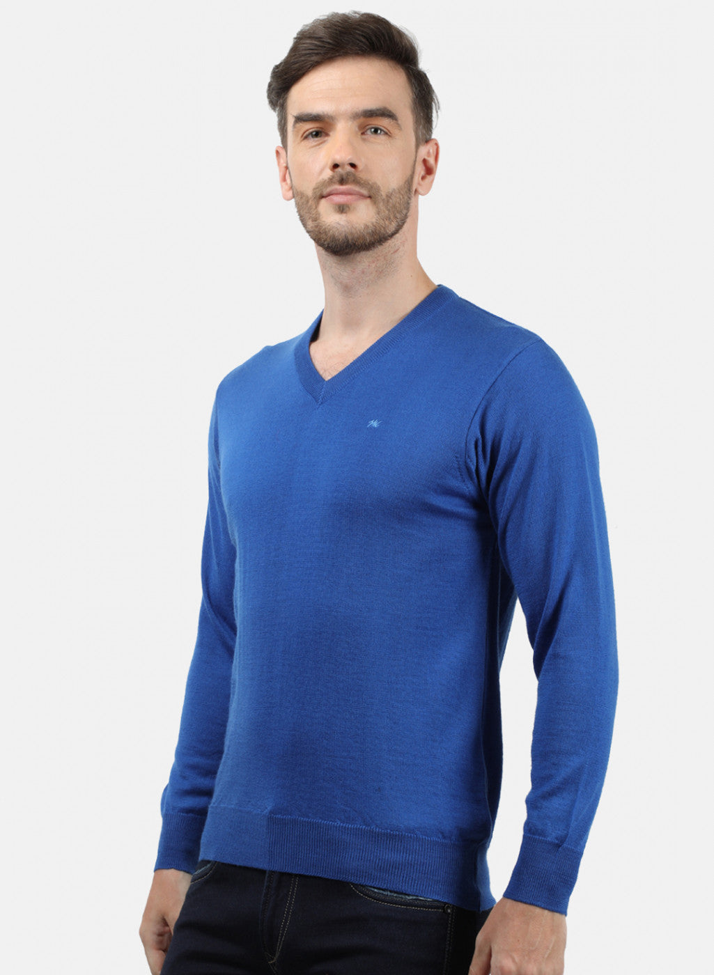 Men Blue Solid Pullover