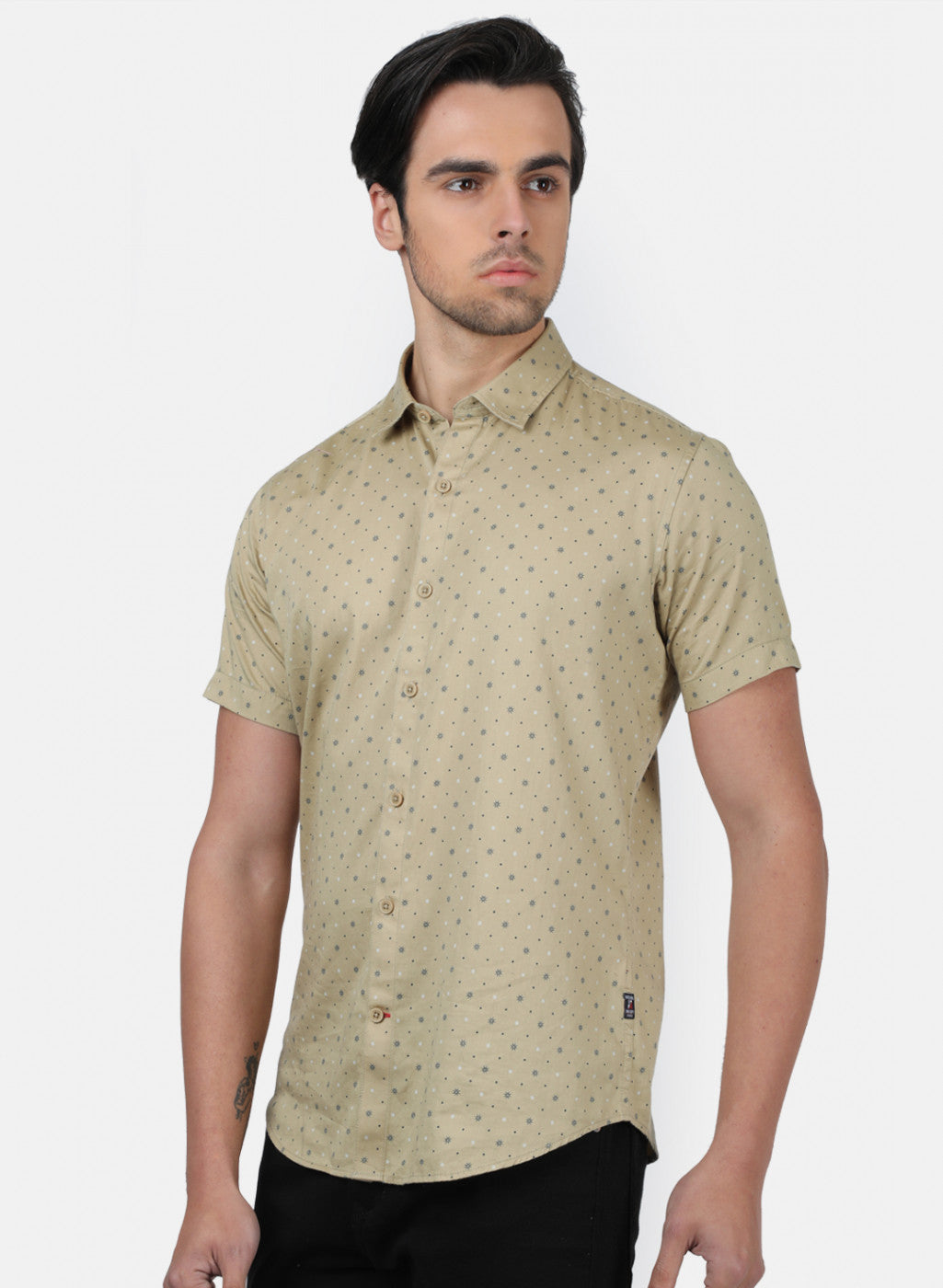 Men Olive Printed Shirts