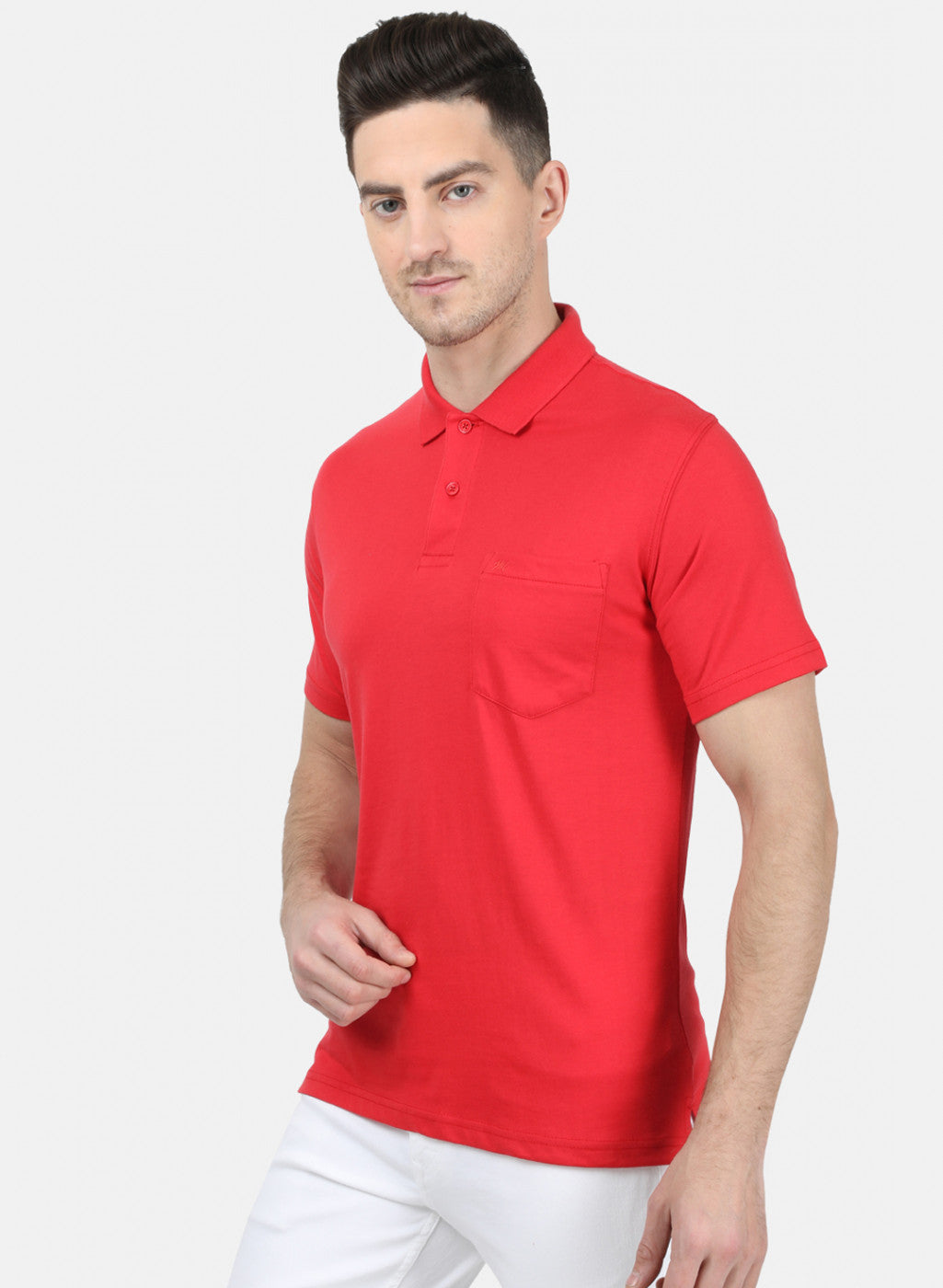 Mens Red Plain T-Shirt