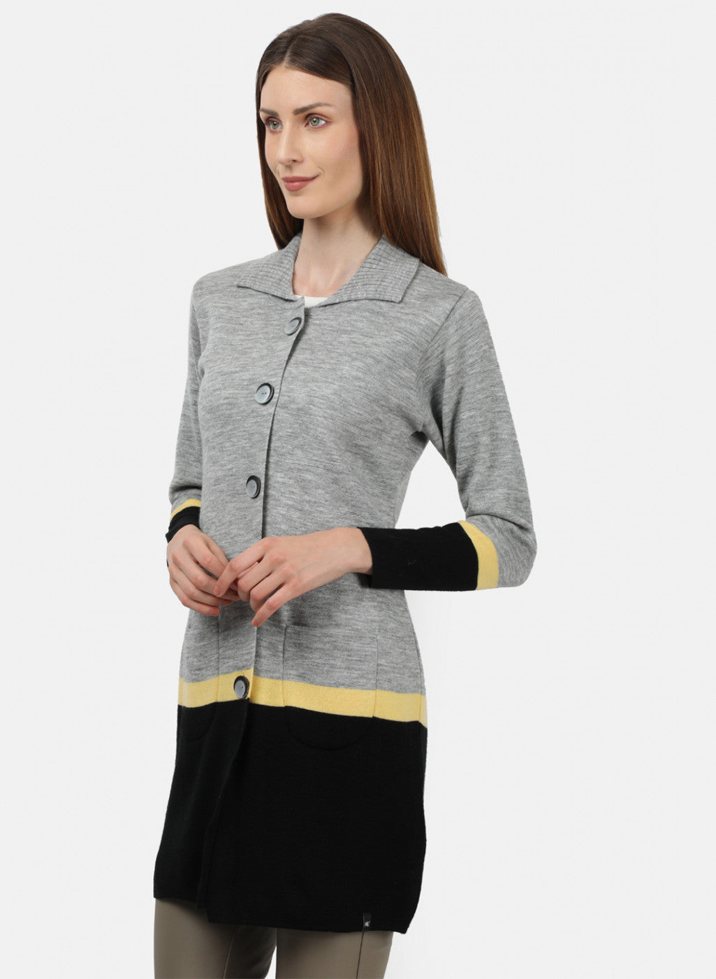 Women Grey Solid Cardigan