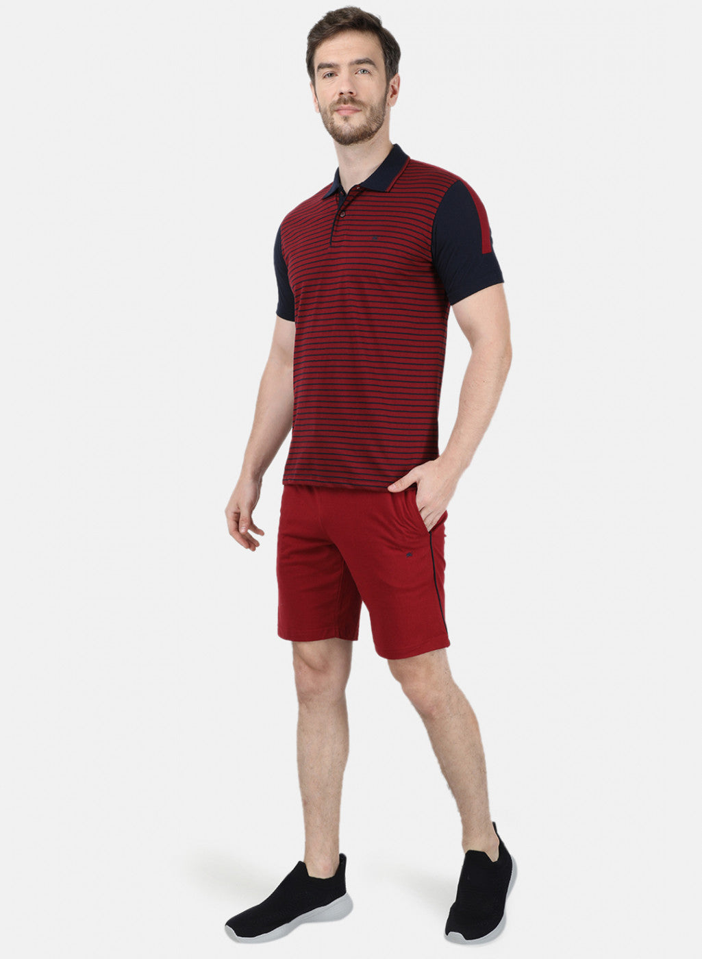 Mens Maroon Stripe 3 Pc Combo Set