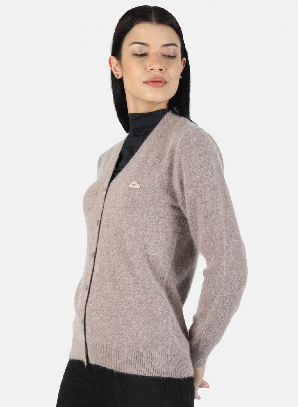 Women Beige Solid Cardigan