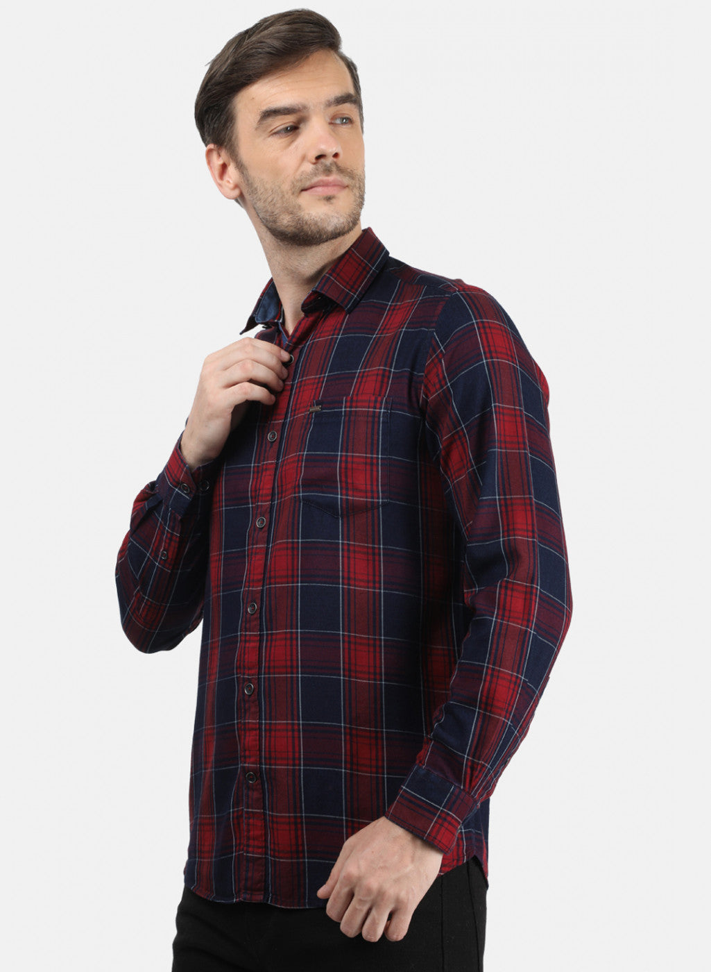 Men Maroon Check Shirt