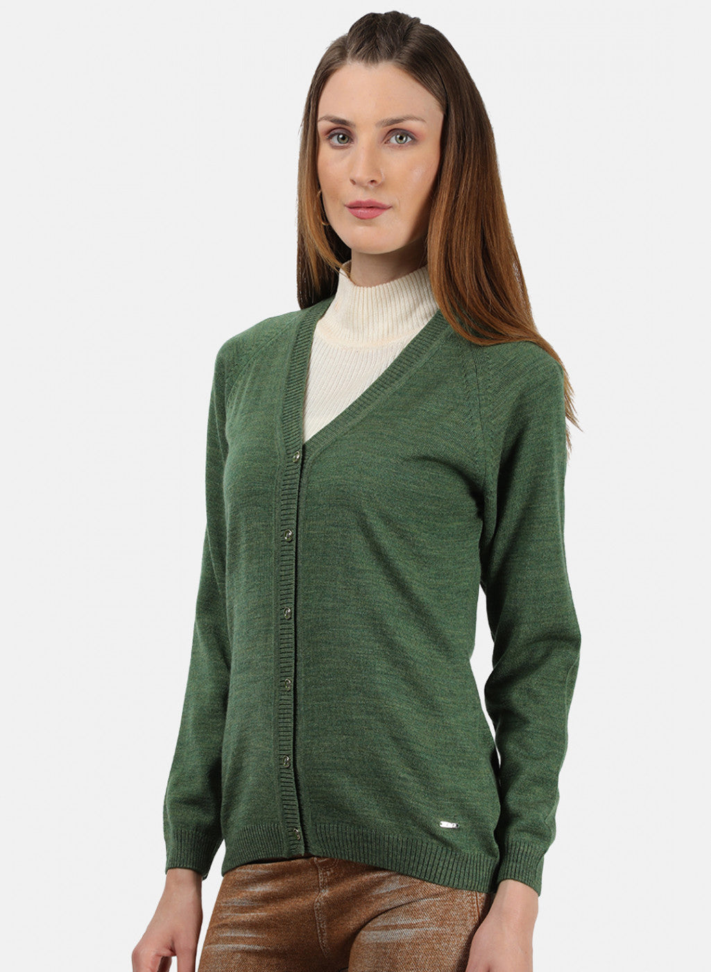 Women Olive Solid Cardigan