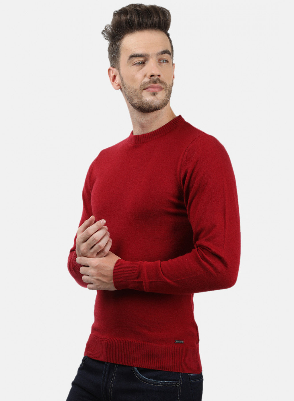 Men Maroon Solid Pullover