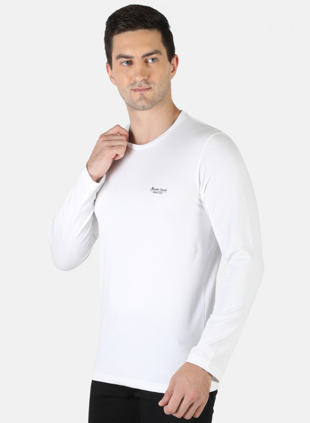 Men White Plain T-Shirt