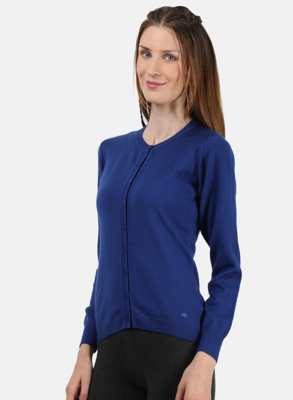 Women Royal Blue Solid Cardigan