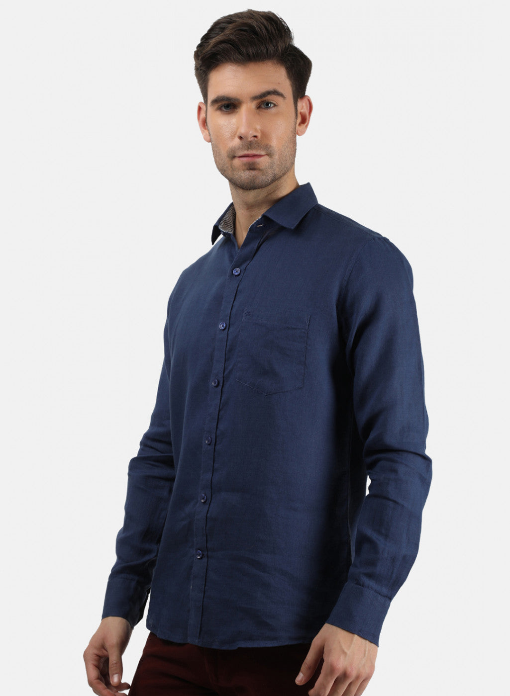 Men NAvy Blue Solid Shirt