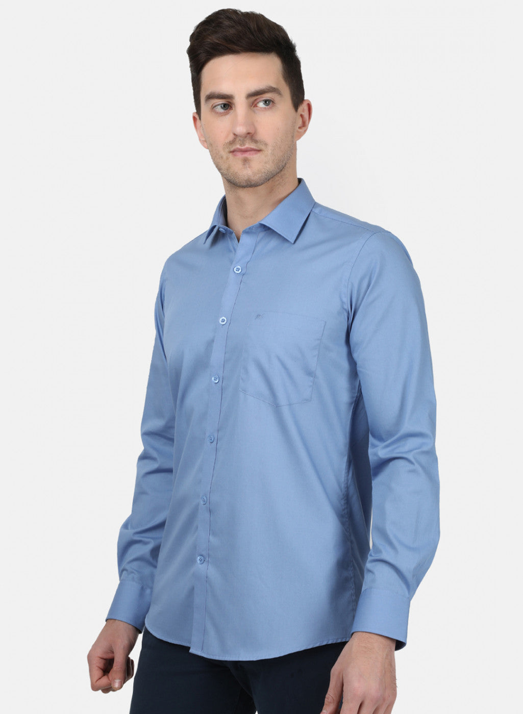 Mens Blue Solid Shirt