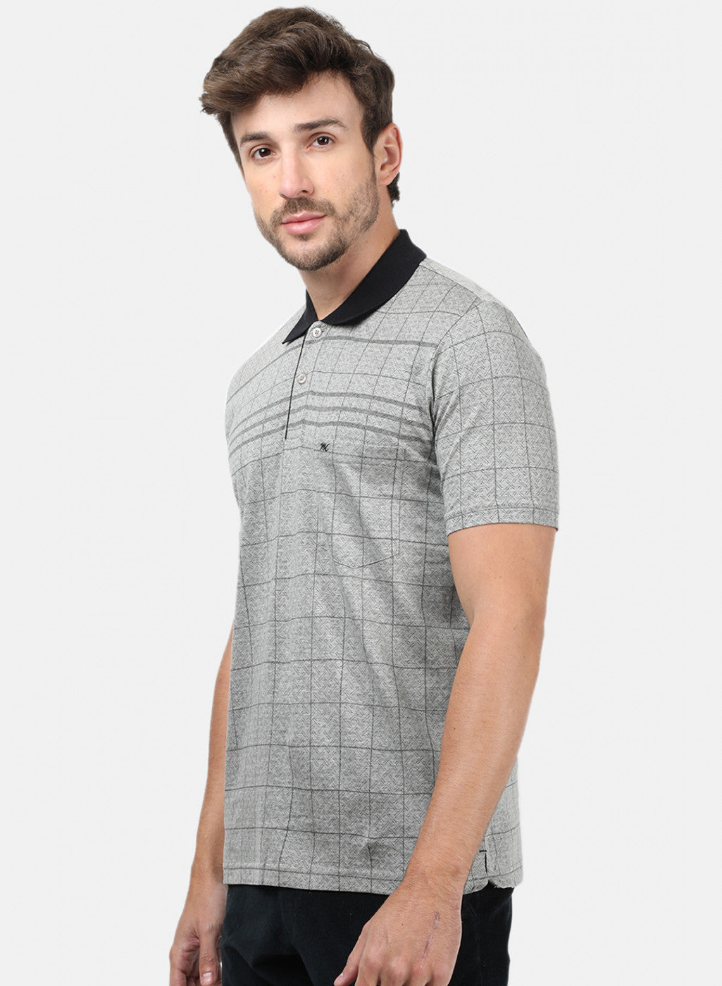 Men Grey Check T-Shirts