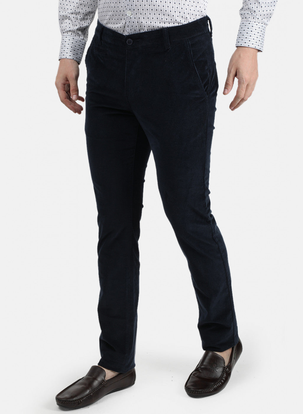 Men Navy Blue Solid Trouser