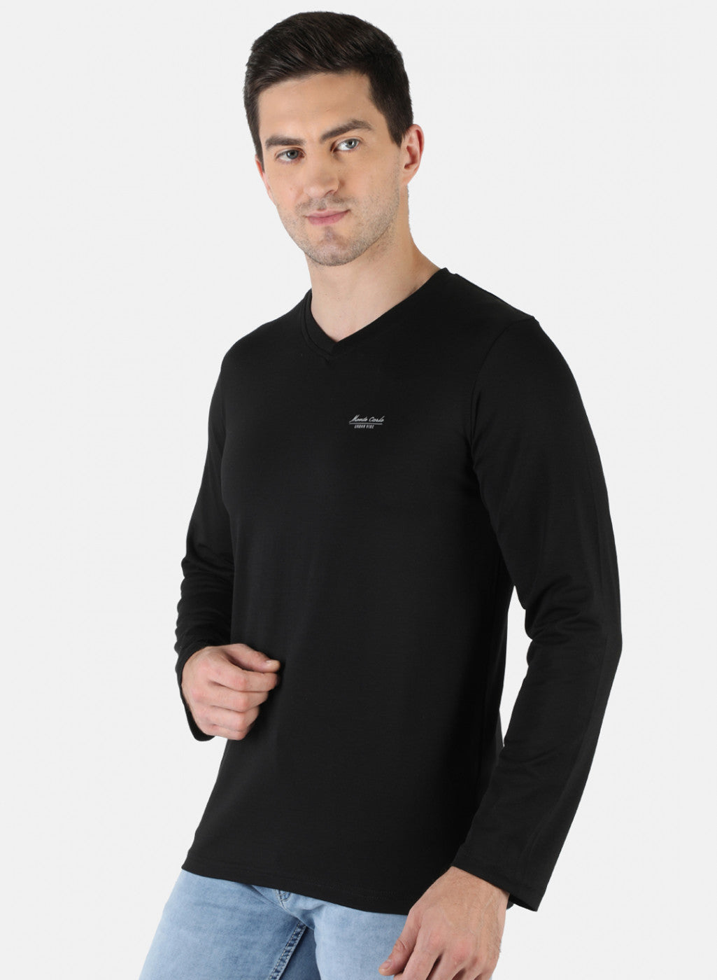 Men Black Plain T-Shirt