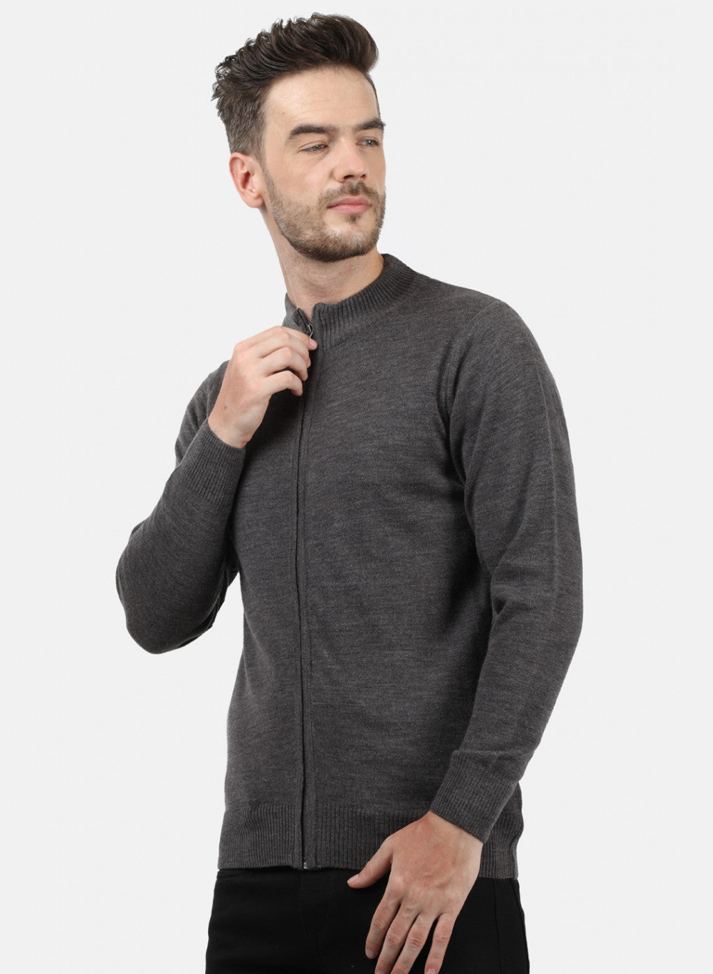 Men Grey Solid Pullover