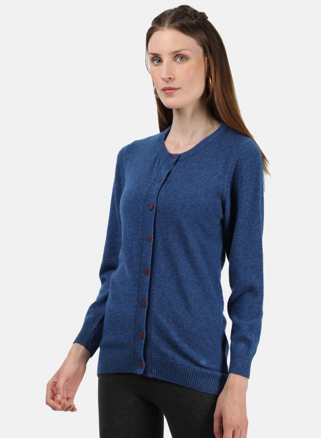 Women Blue Solid Cardigan