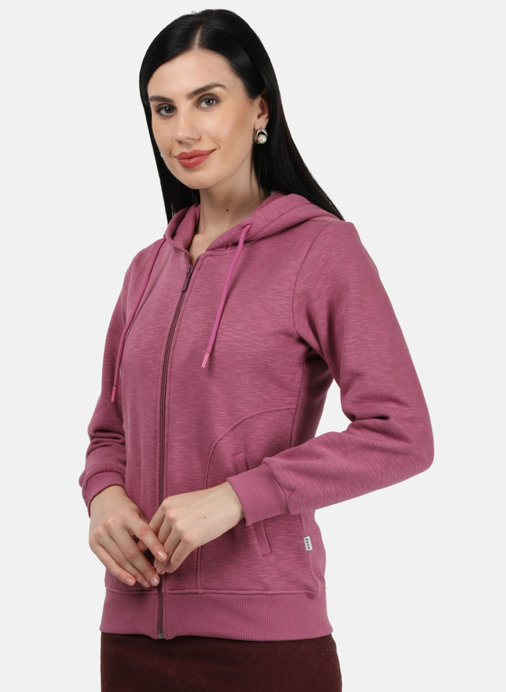 Women Pink Plain Sweatshirt