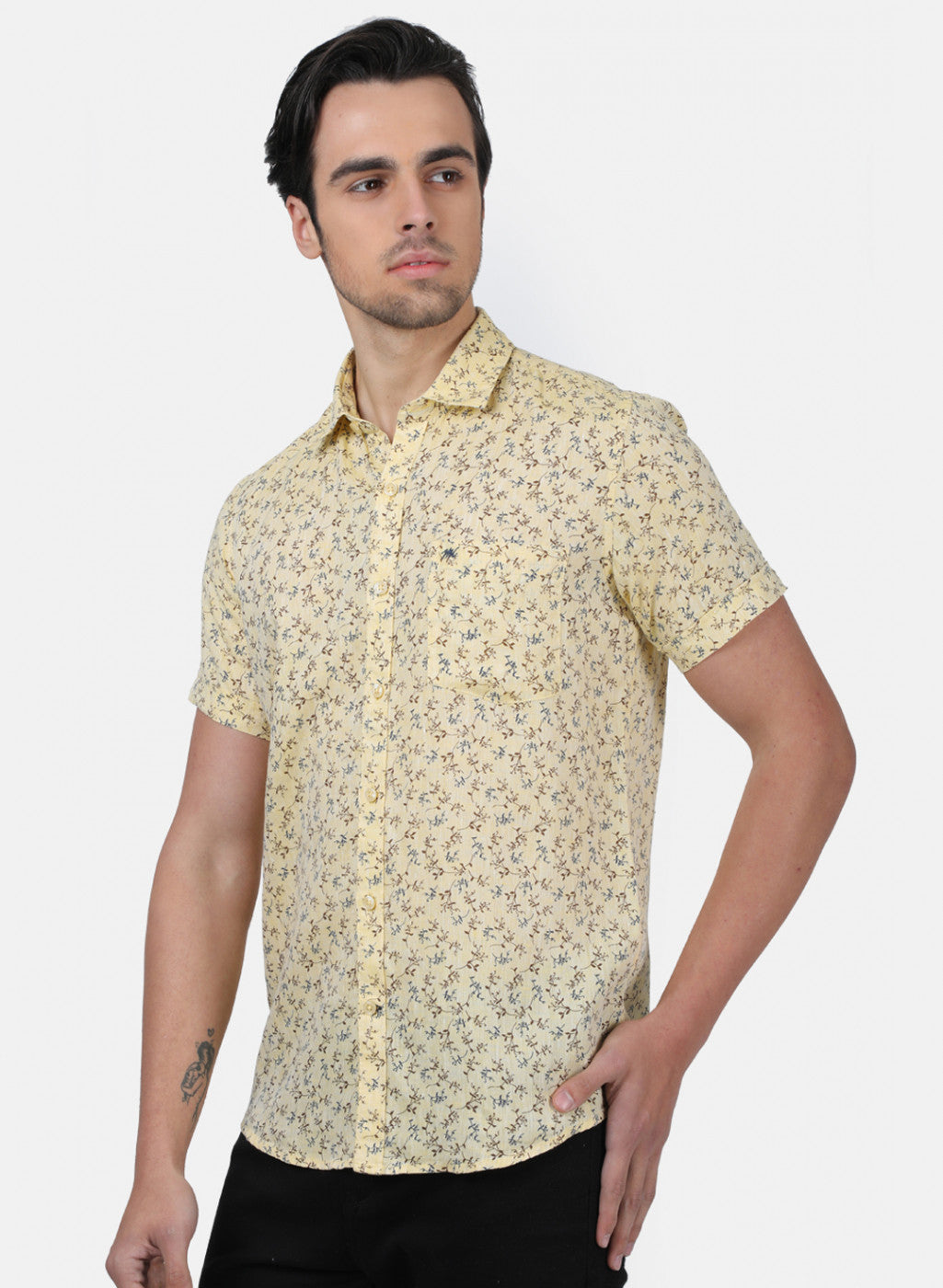 Men Mustard Printed Shirts