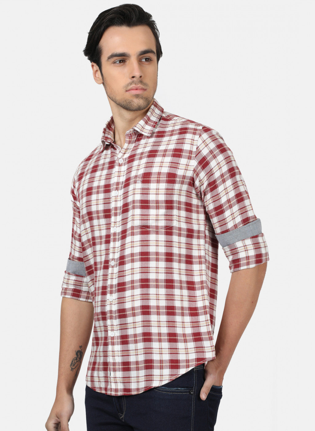 Men Red Check Shirts