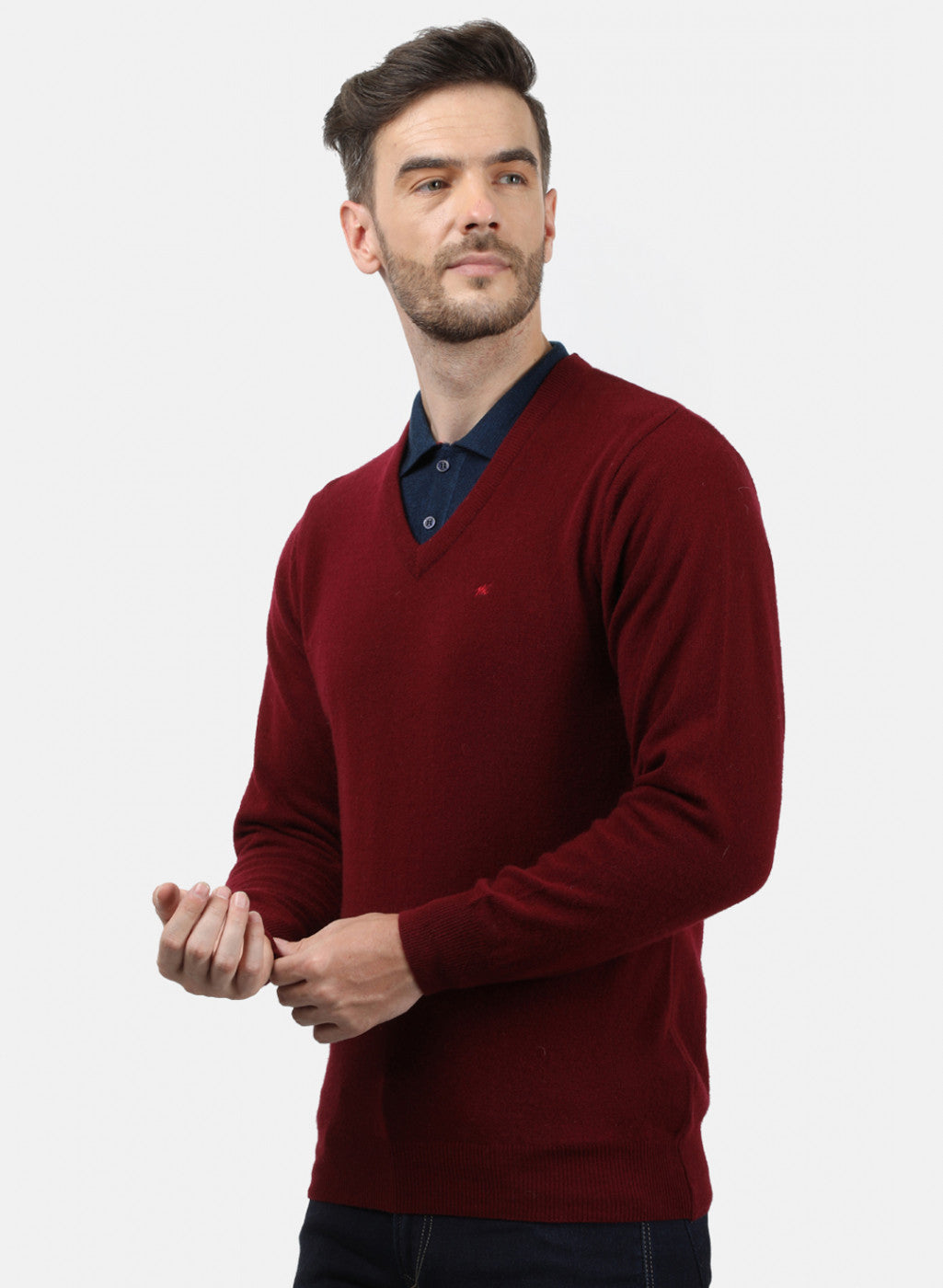 Men Maroon Solid Pullover