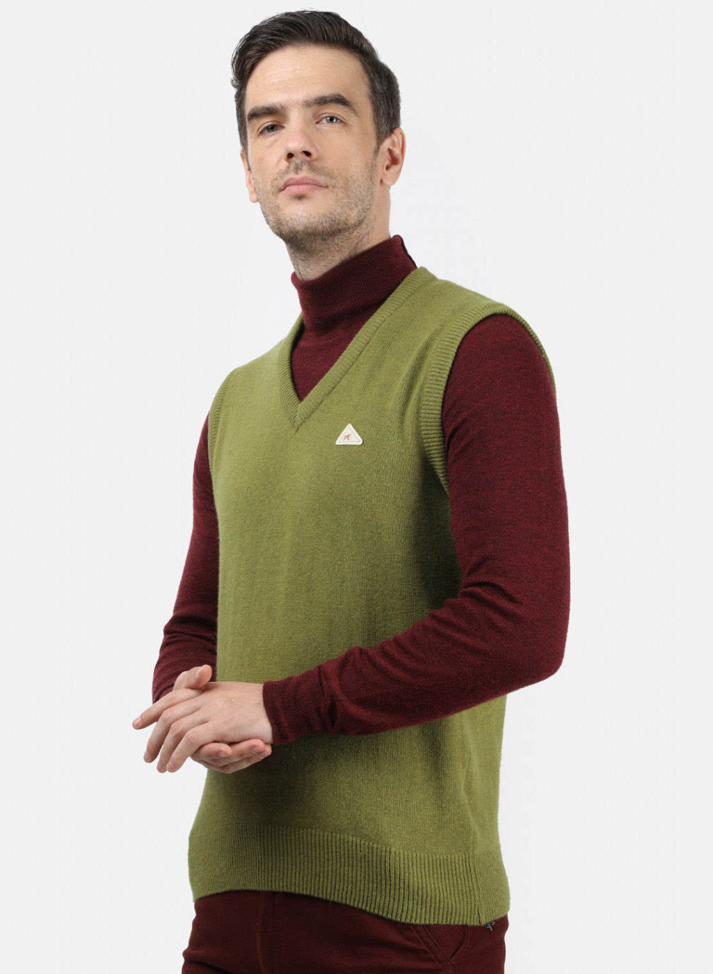 Men Green Solid Sweater