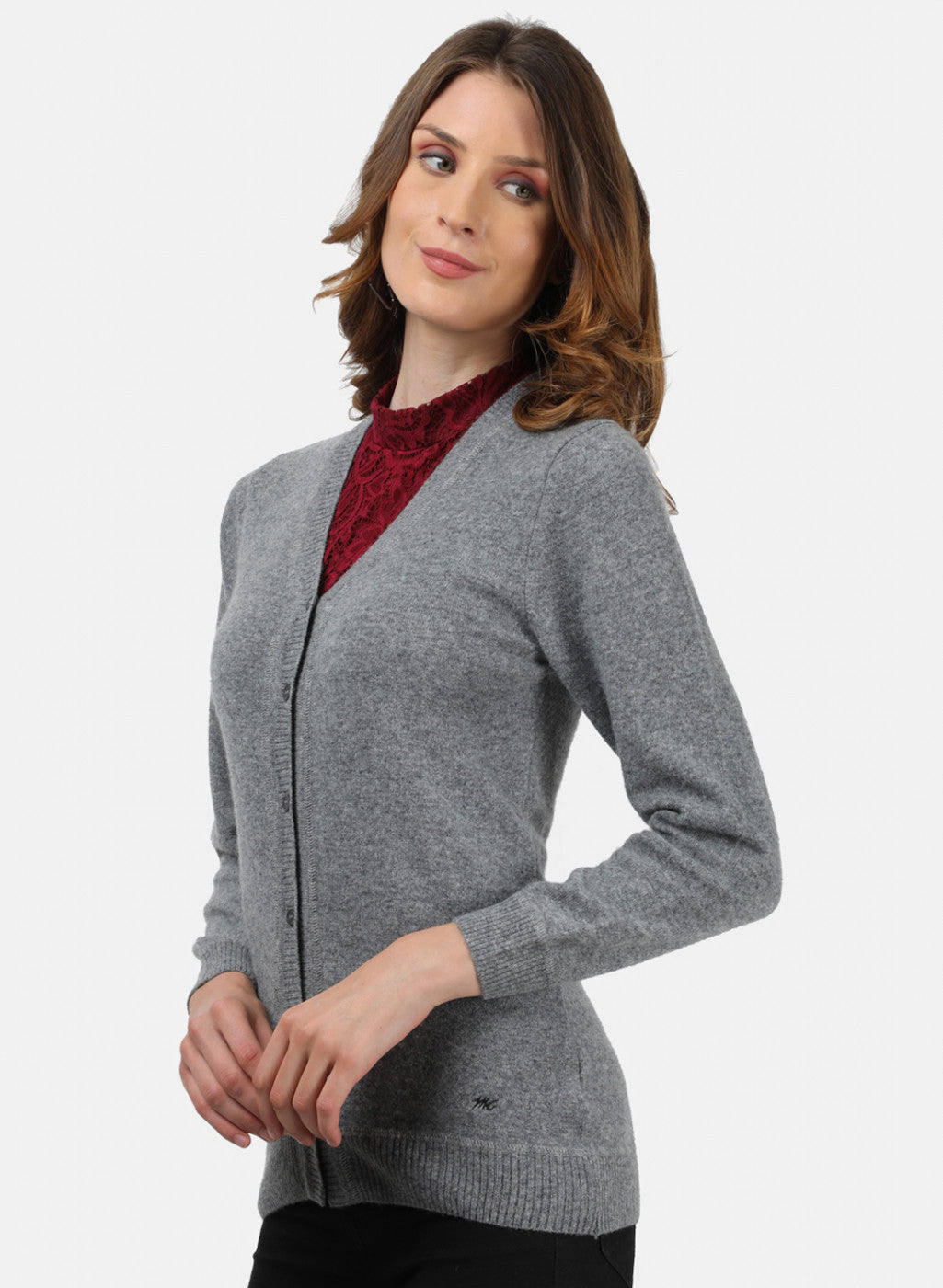 Women Grey Solid Cardigan