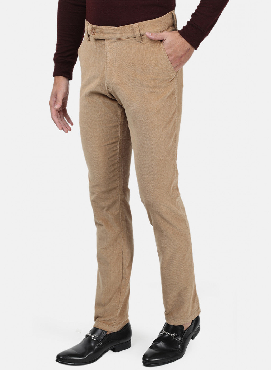 Men Khaki Plain Trousers