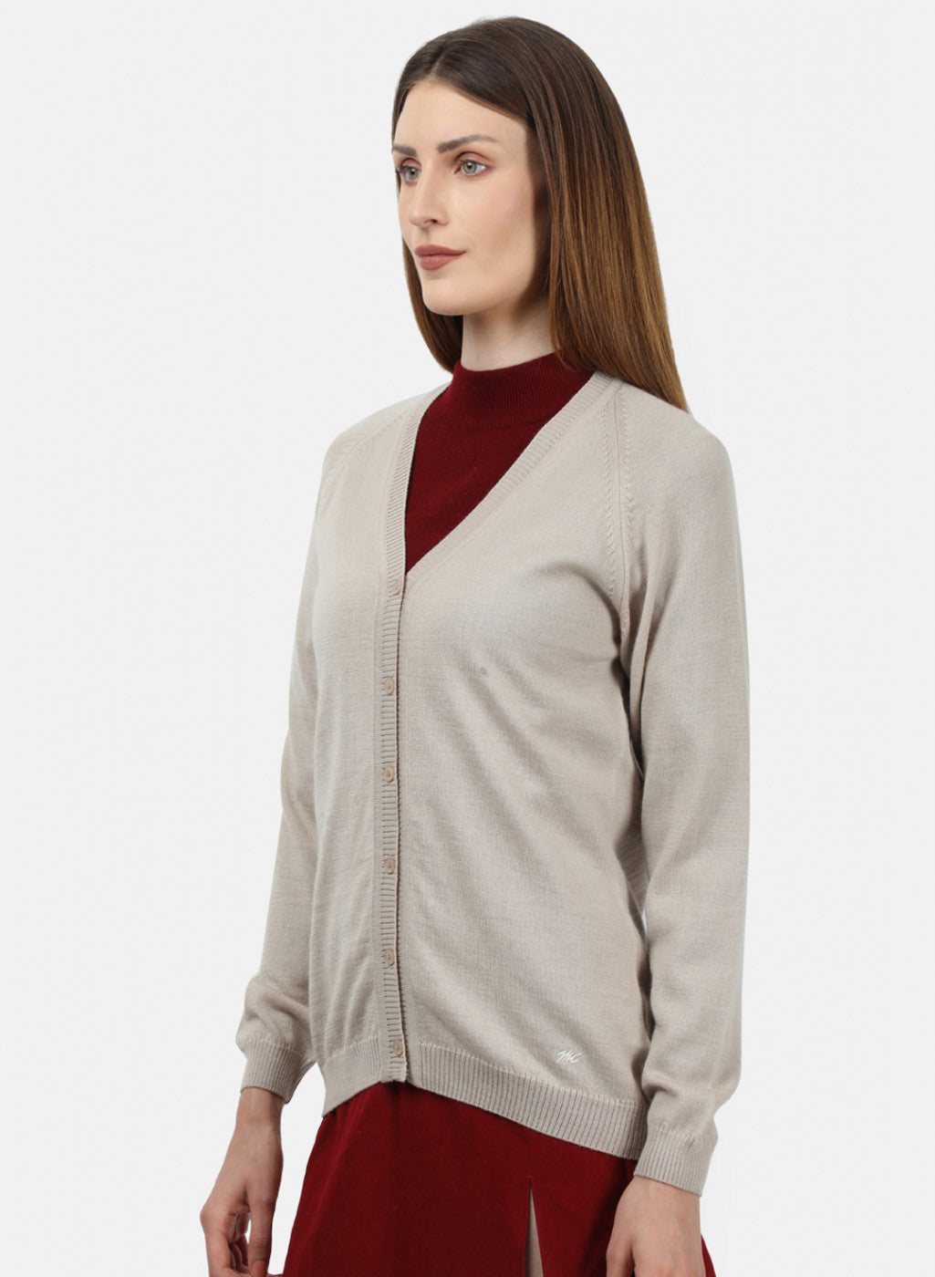 Women Beige Solid Cardigan