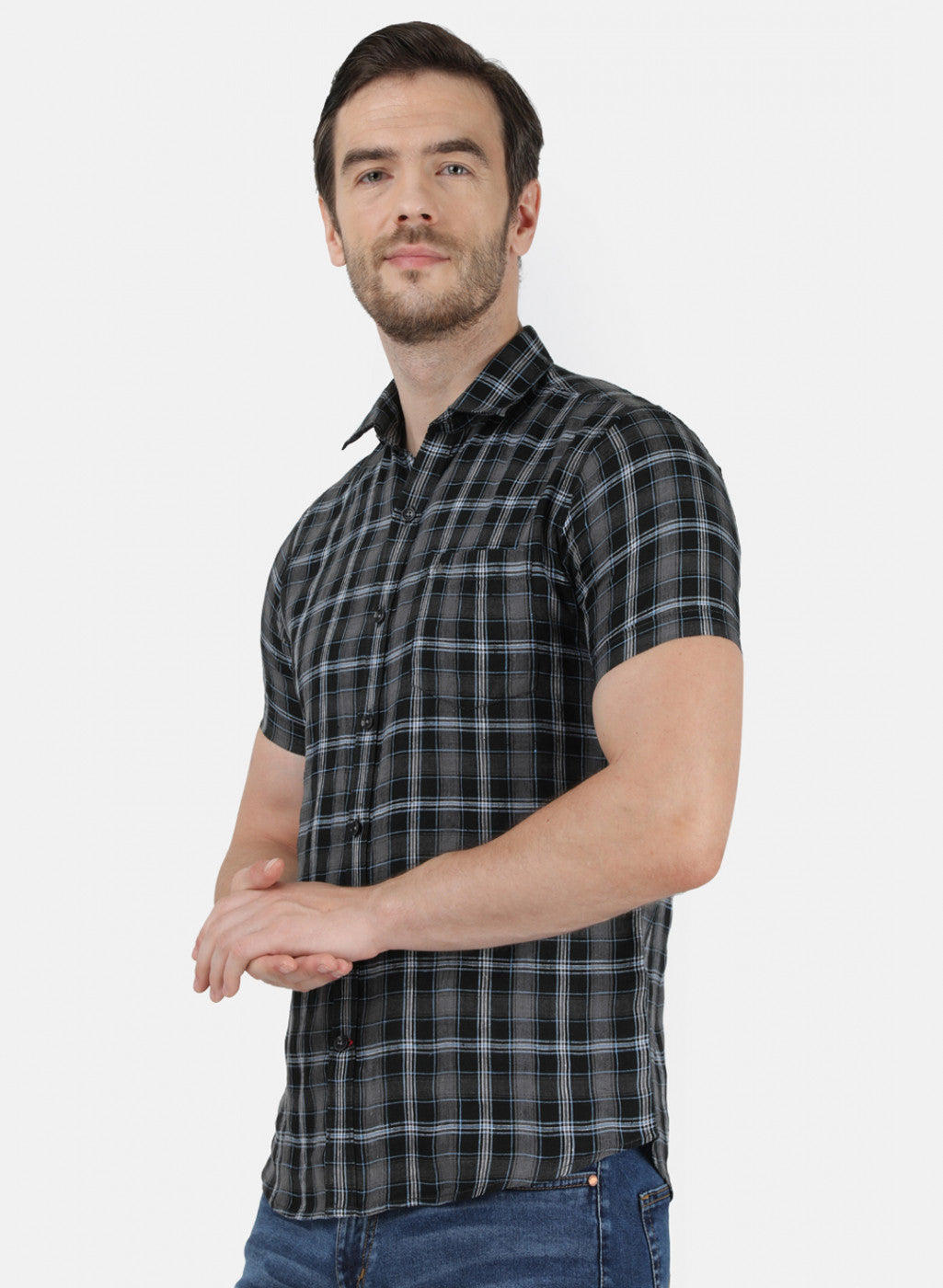 Mens Black Check Shirt