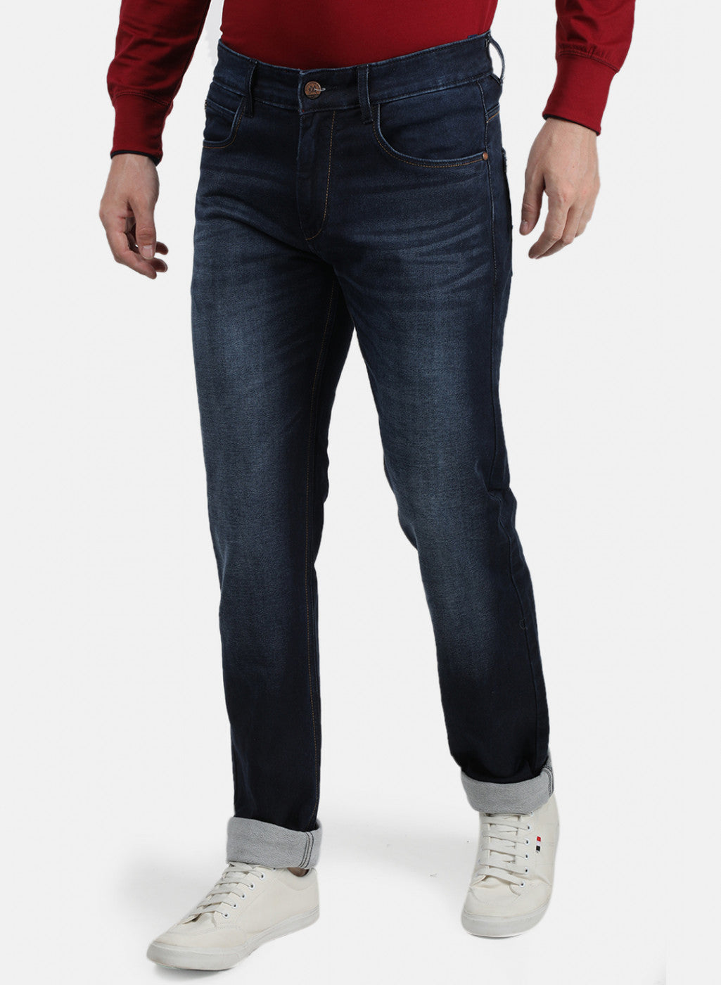 Men Navy Blue Narrow Fit Denim