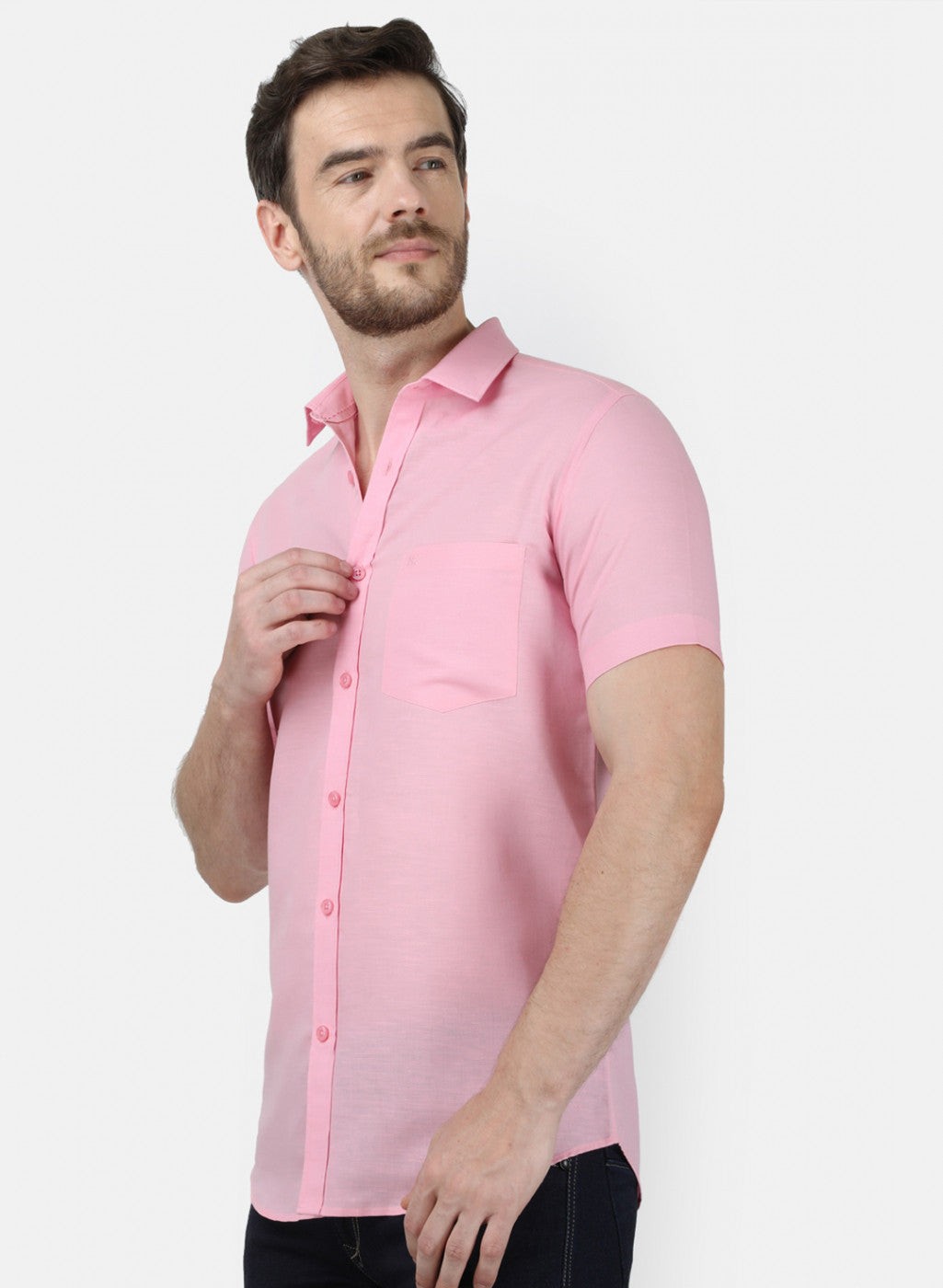 Mens Pink Solid Shirt