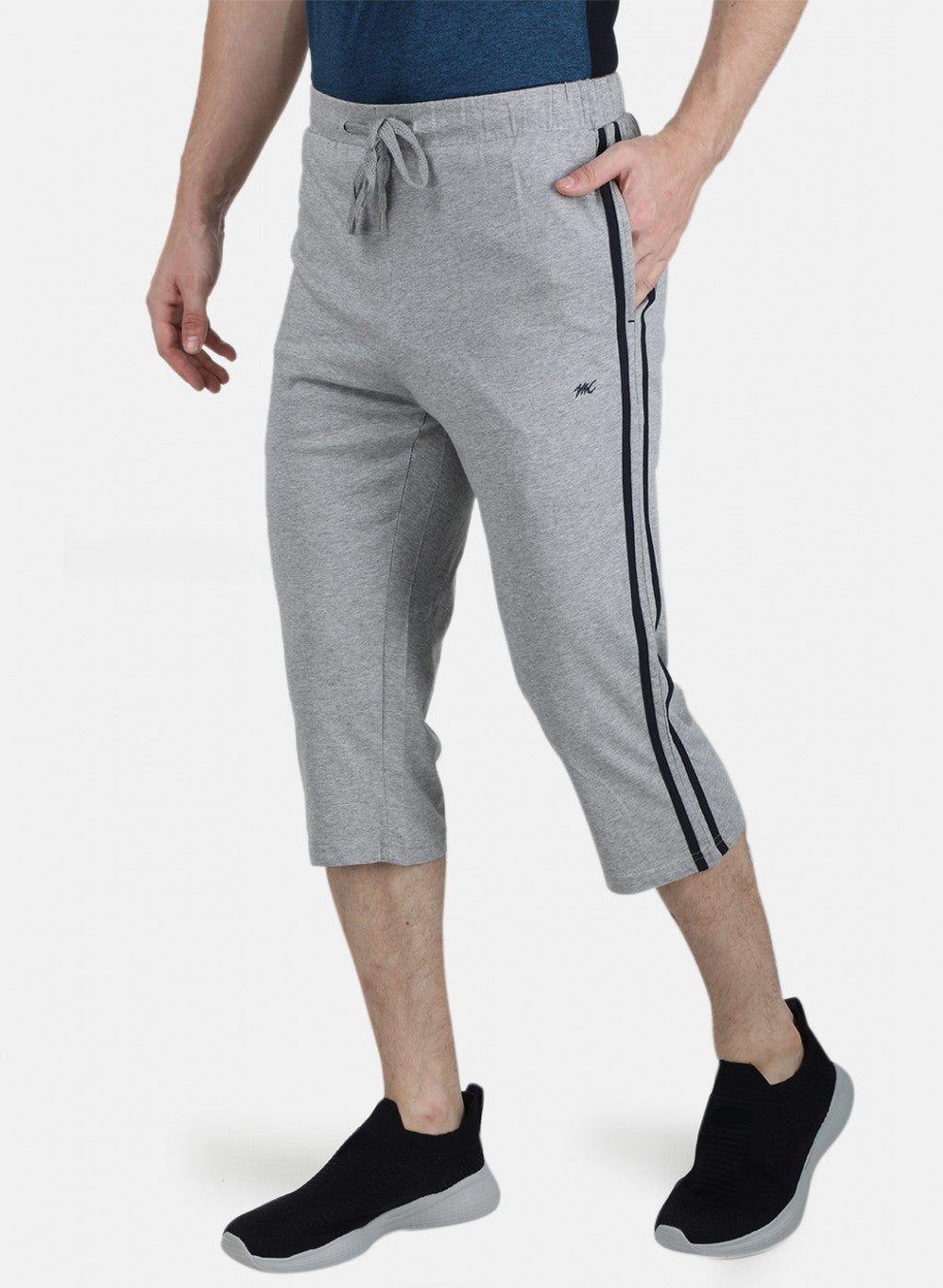 Mens Grey Plain Capri