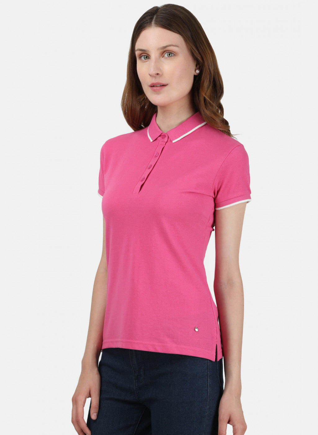 Womens Pink Plain T-Shirt