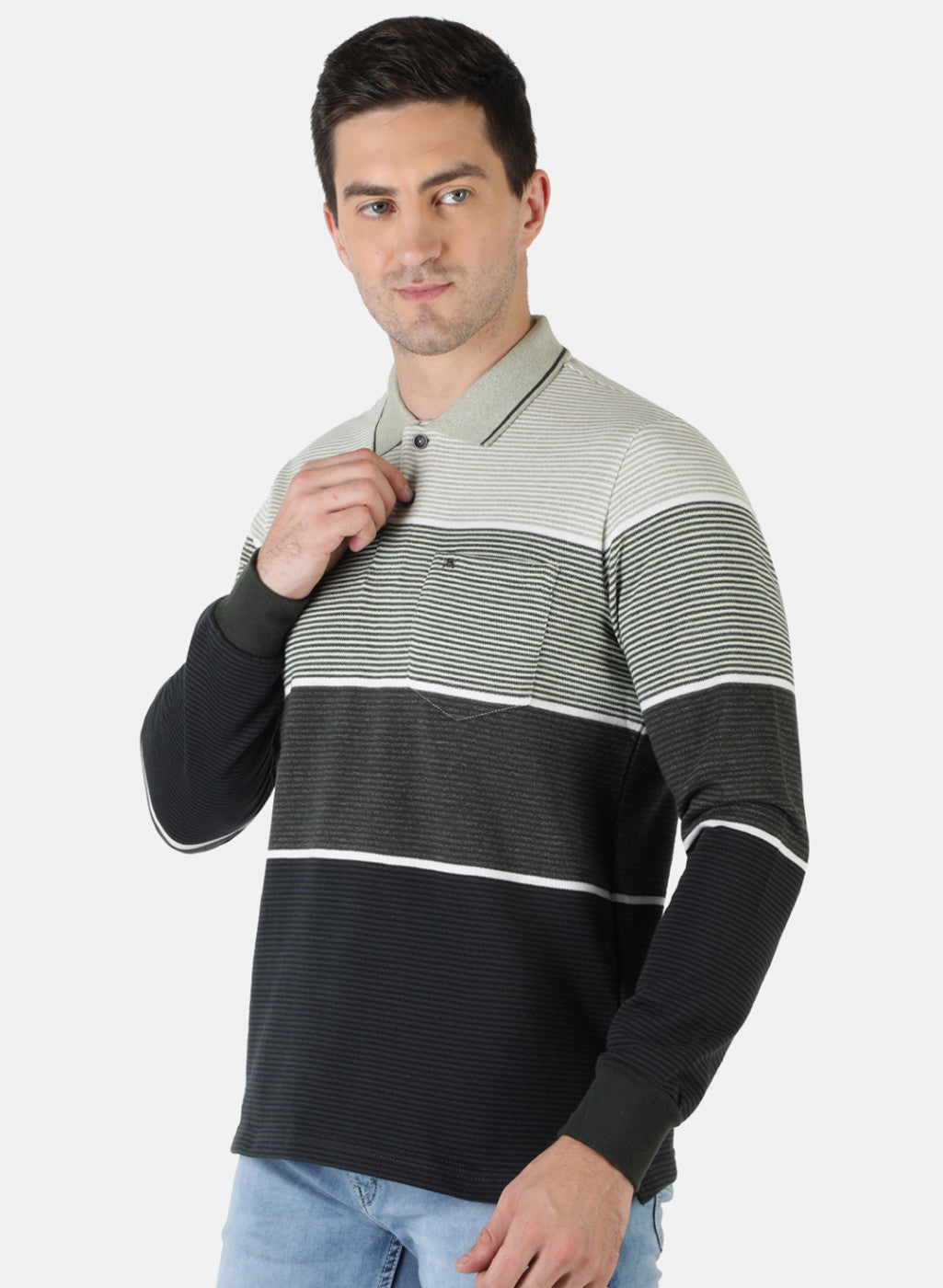 Men Grey Stripe T-Shirt