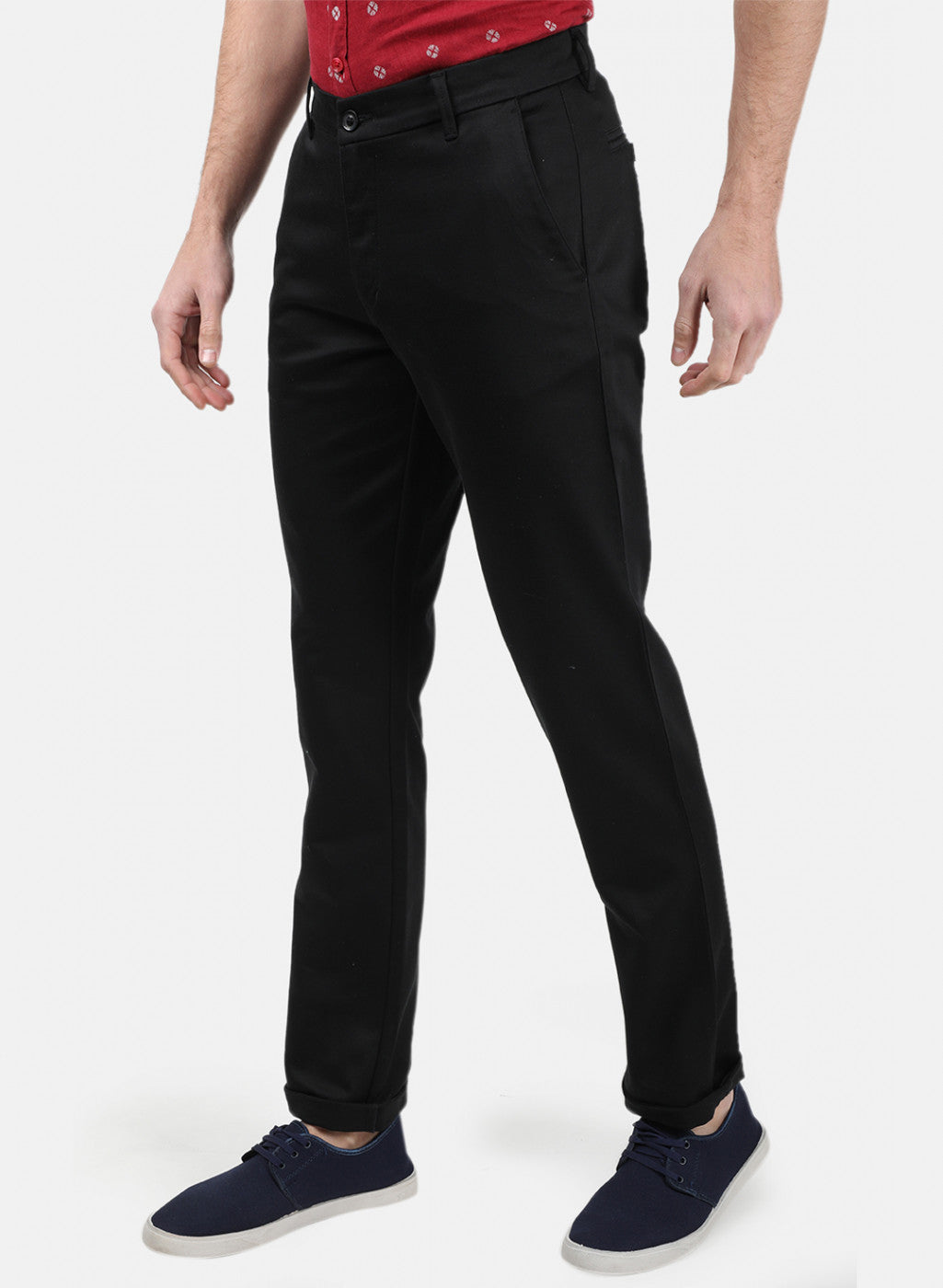 Men Black Plain Trousers