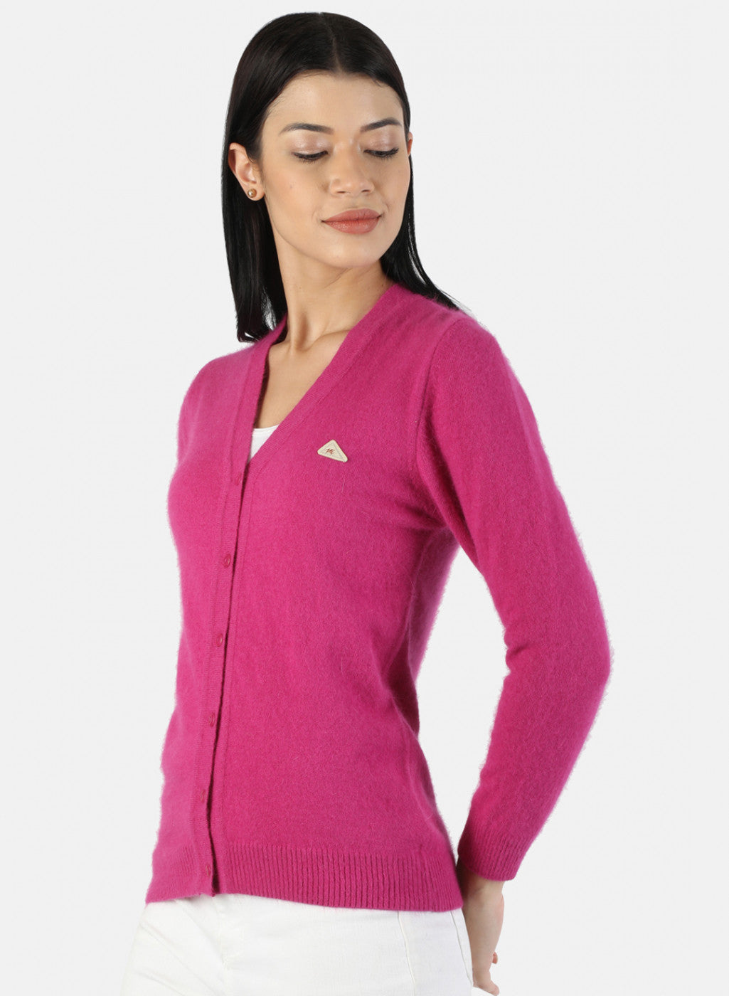 Women Pink Solid Cardigan