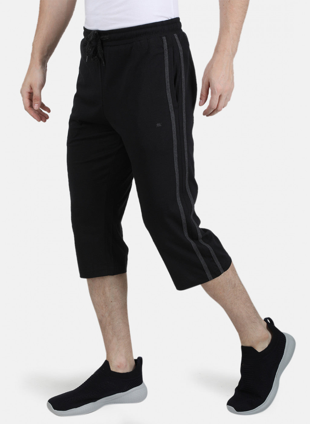 Mens Black Plain Capri