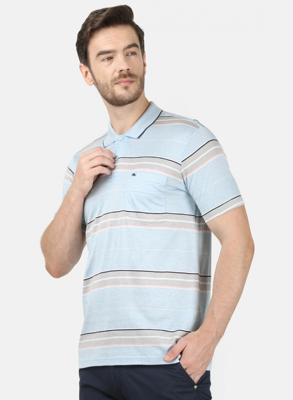 Mens Sky Blue Stripe T-Shirt