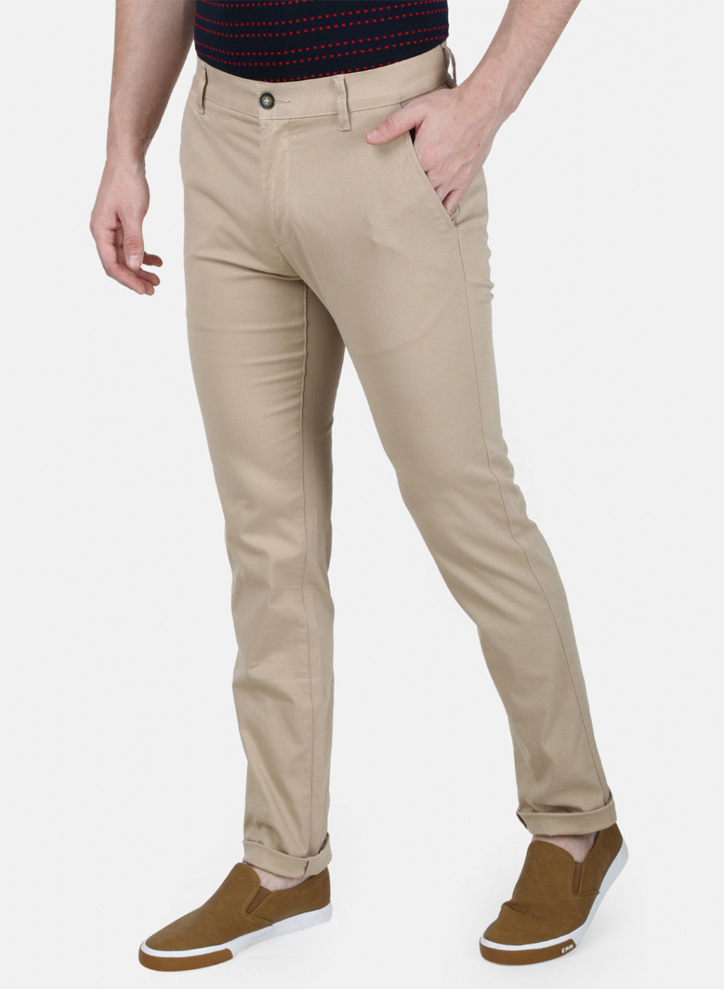 Mens Beige Slim Trouser