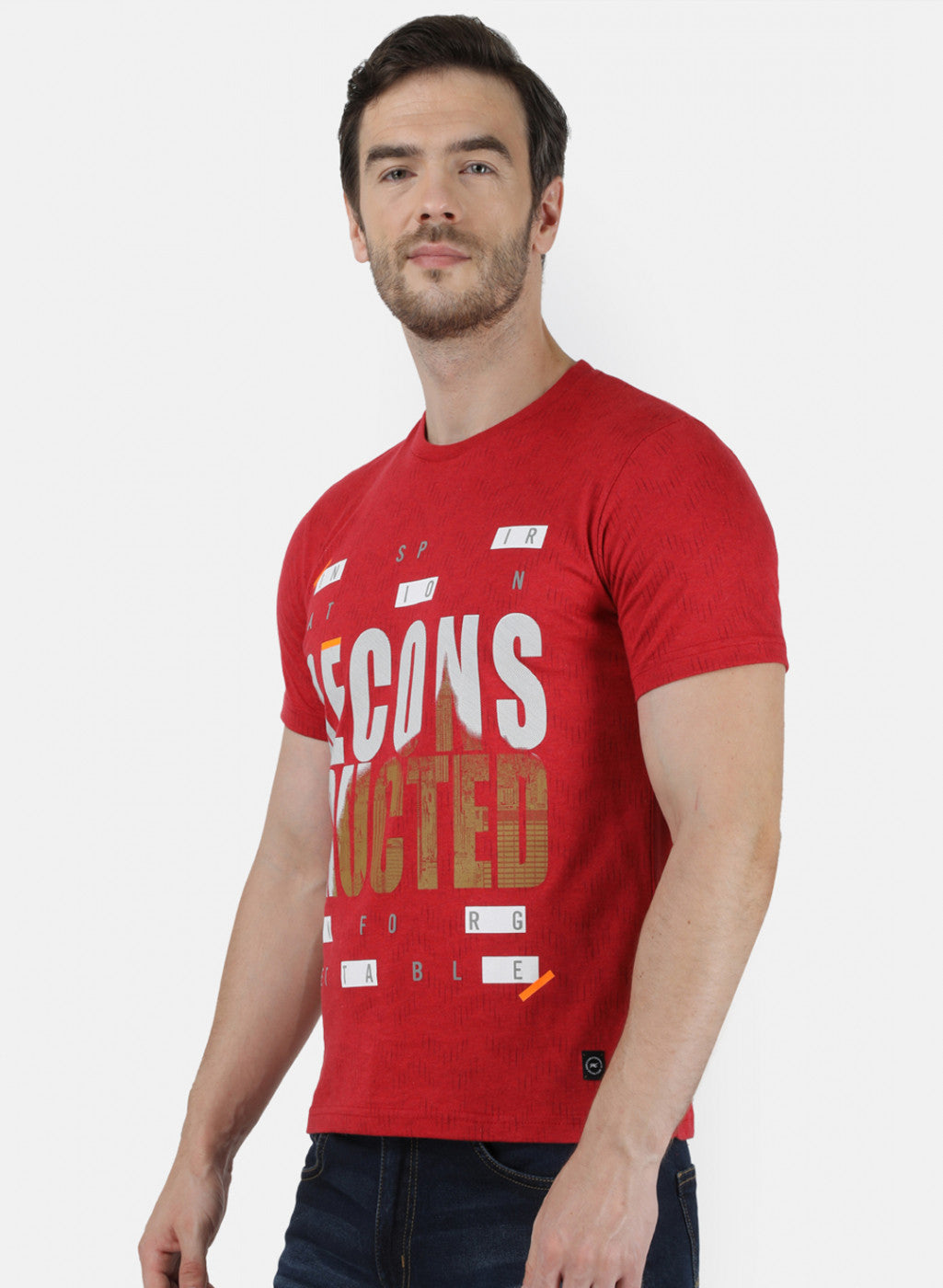 Mens Red Printed T-Shirt