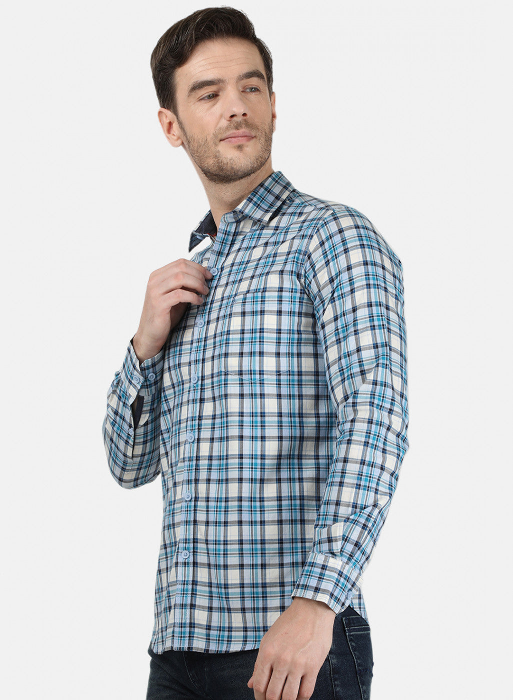 Mens Blue Check Shirt